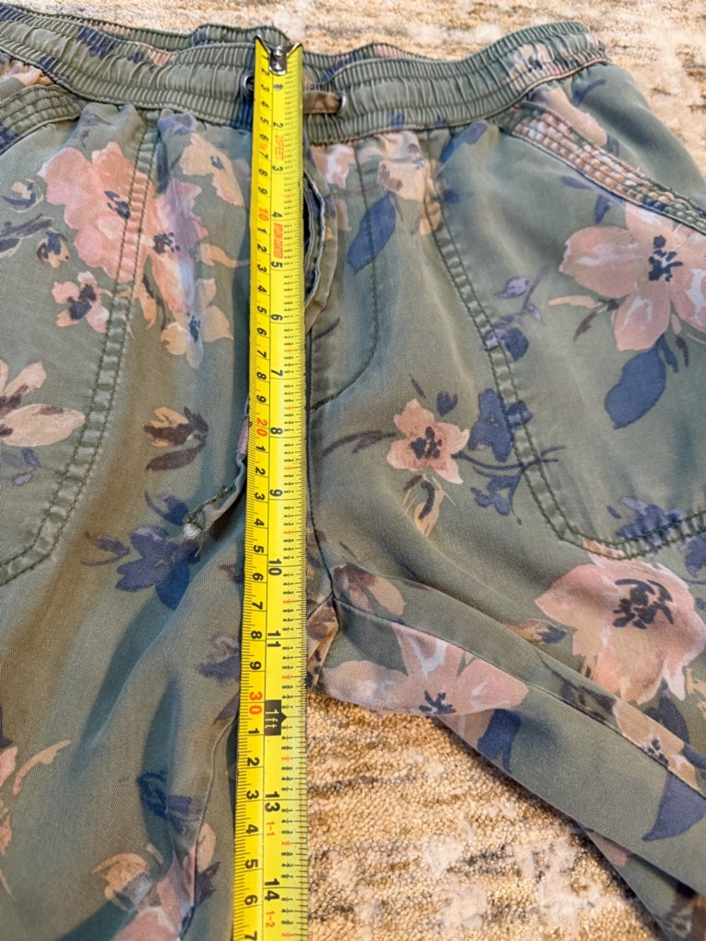 Anthropologie Petite Floral Print Green Lyocell Drawstring Elastic Waist Jogger… - Picture 10 of 11